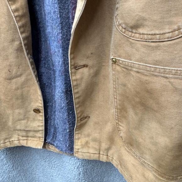 VINTAGE Carhartt Jacket‎ 44 Large 90s Chore Barn Coat Blanket Lined USA Raiders - Picture 5 of 16
